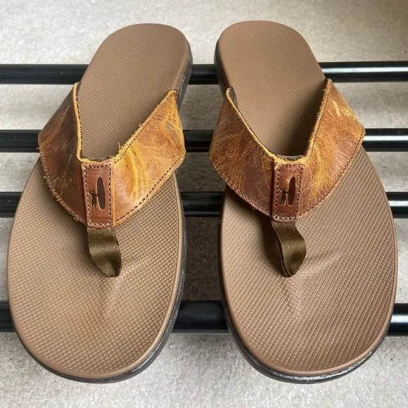 Johnnie O Sandals Portside Flip Flop Shoes Slip On Canvas Beach Casual Tan Khaki johnnie-O | Shoes | Johnnieo Mens Portside Tan Flip Flops  main image 3